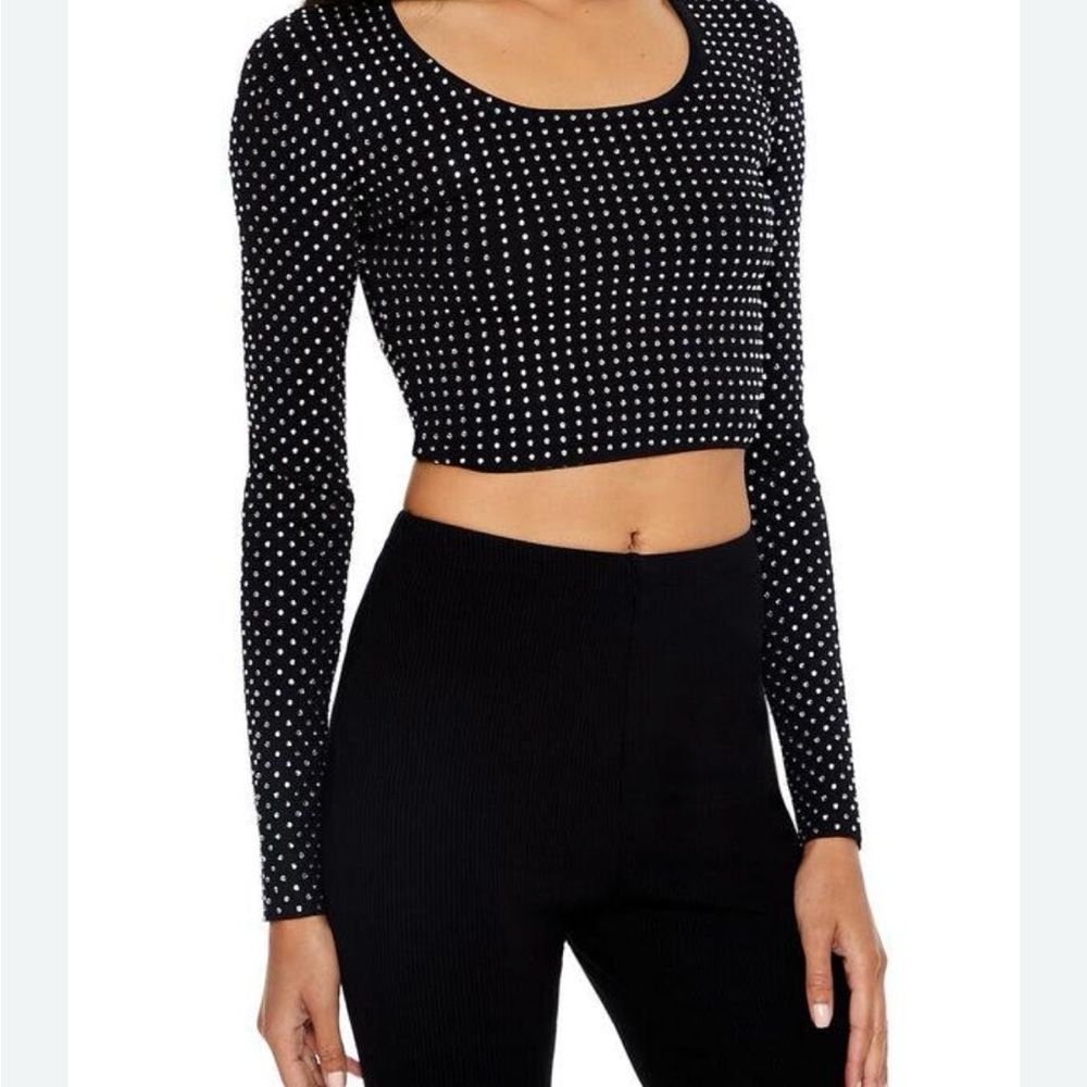 Forever 21 Rhinestones Cropped Sweater Women's Size XL